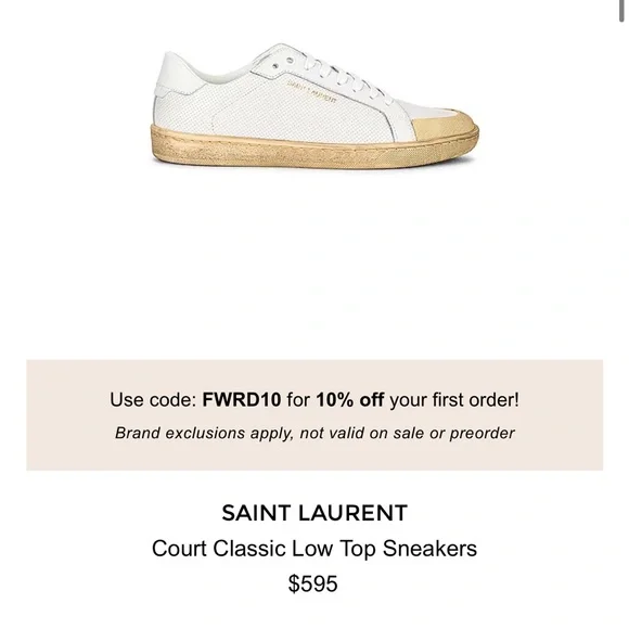 Brand New - Saint Laurent - Court Classic Low Top Sneakers - Picture 7 of 12
